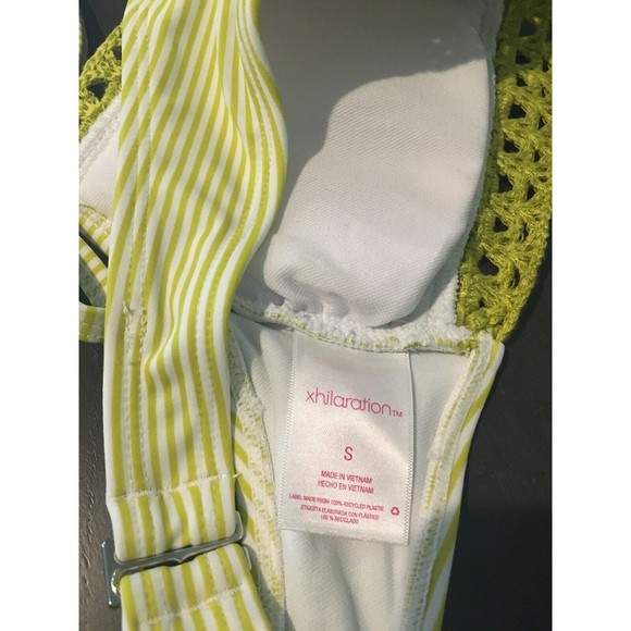 Juniors' Xhilaration Crochet Trim Bralette Bikini Top Green Stripe Small 720 - Picture 8 of 8